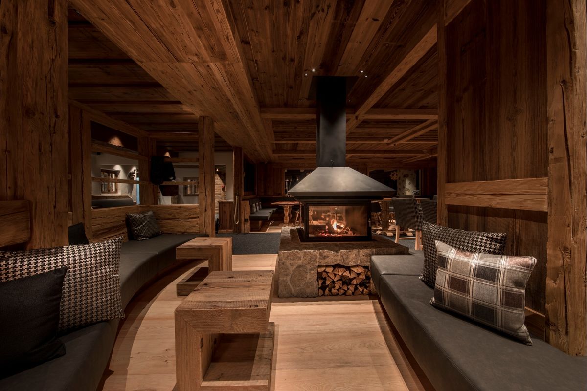 Living room with sofa and fireplace