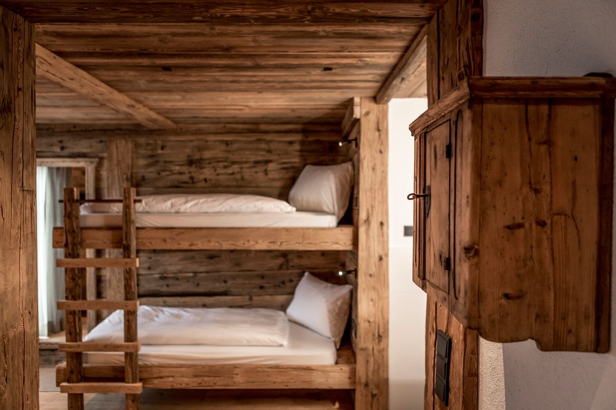 Warm wooden interior of the chalet