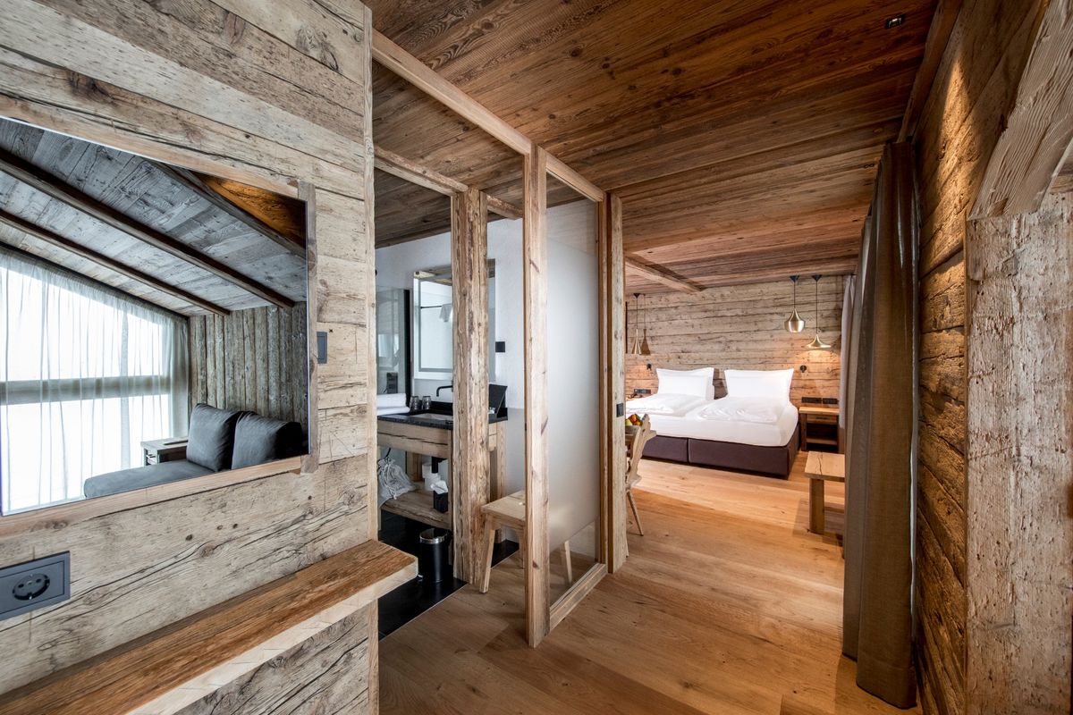 Chalet exterior in winter at Cortina d'Ampezzo